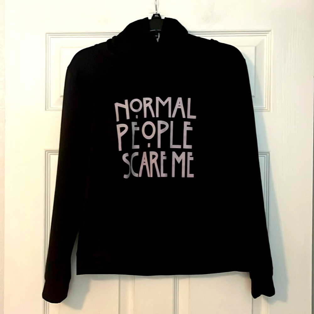 JUNIORS “NORMAL PEOPLE SCARE ME” HOODIE : SIZE MEDIUM